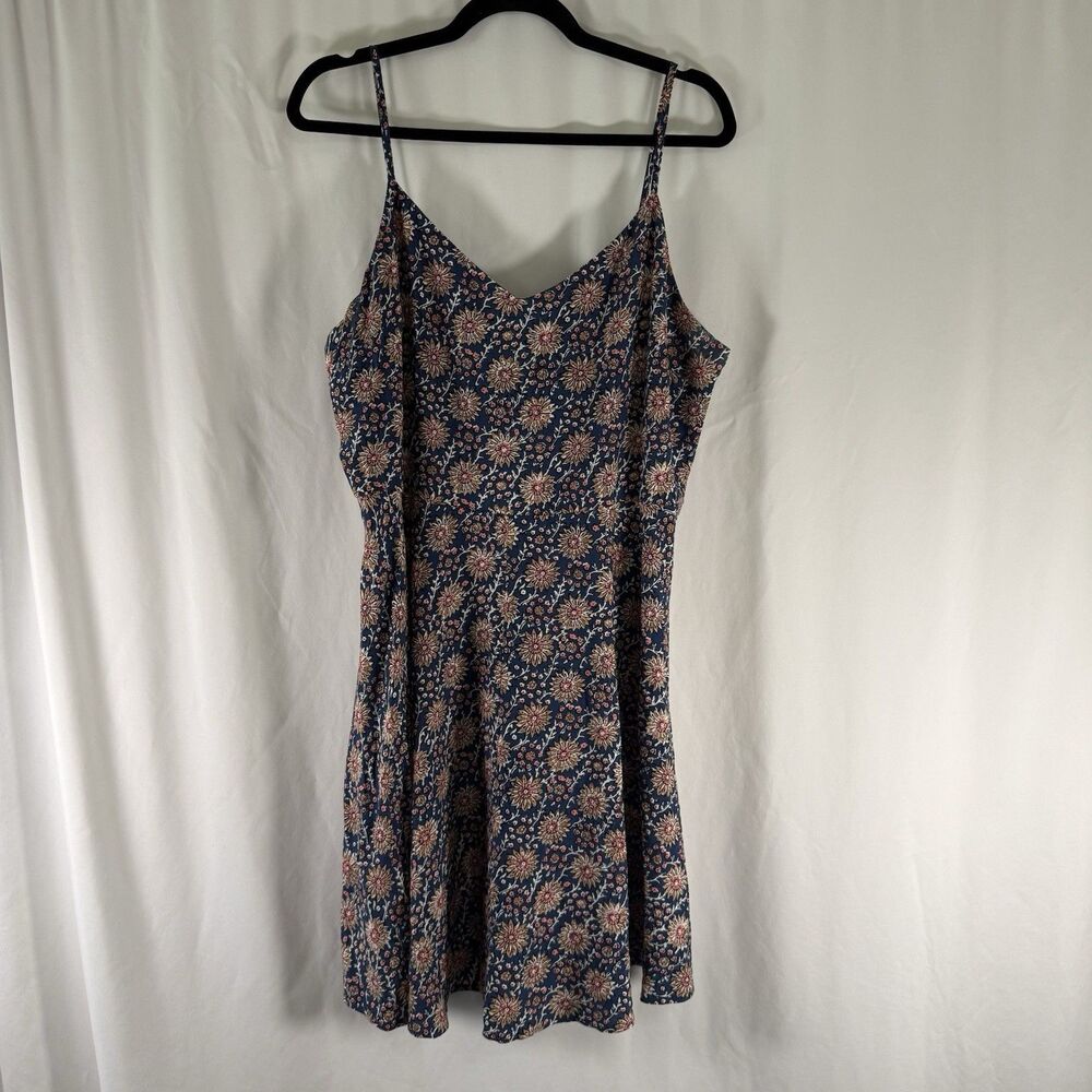GAP Mini Dress Women's XL Blue Floral Sleeveless Pullover Adjustable